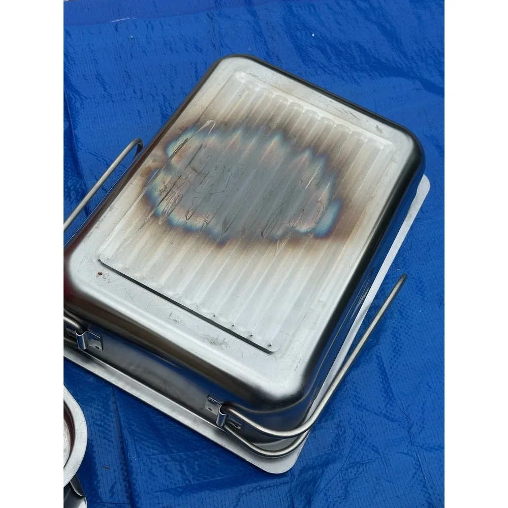 Cameron's Stainless Steel Smoker Box‎ Roasting Pan w/ Rack & Lid - Used Good